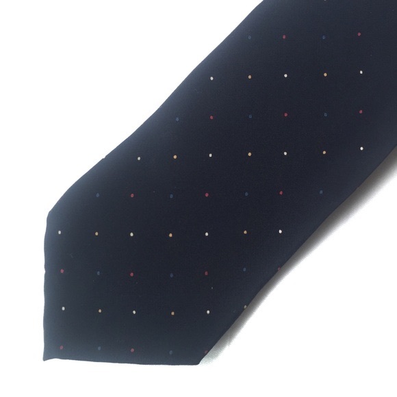 PRIMA ITALY Silk Tie Hand-sewn Navy with Multicolor Microdots - Picture 1 of 11